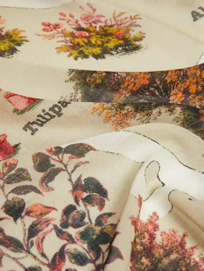 Bufanda oversize de seda y lana estampada, rosa antiguo