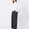 Camisa asimétrica de algodón lavado, blanca