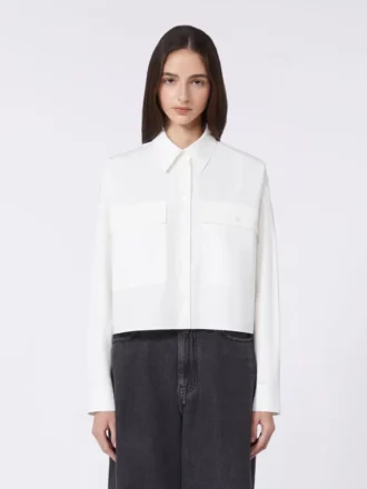 Camisa asimétrica de algodón lavado, blanca Camisa asimétrica de algodón lavado, blanca