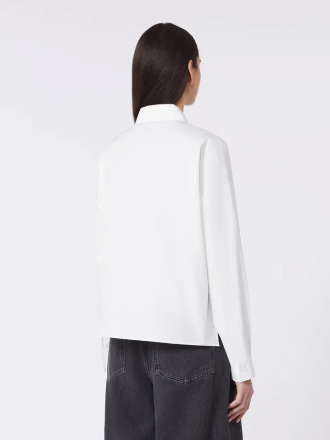 Camisa asimétrica de algodón lavado, blanca