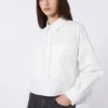Camisa asimétrica de algodón lavado, blanca
