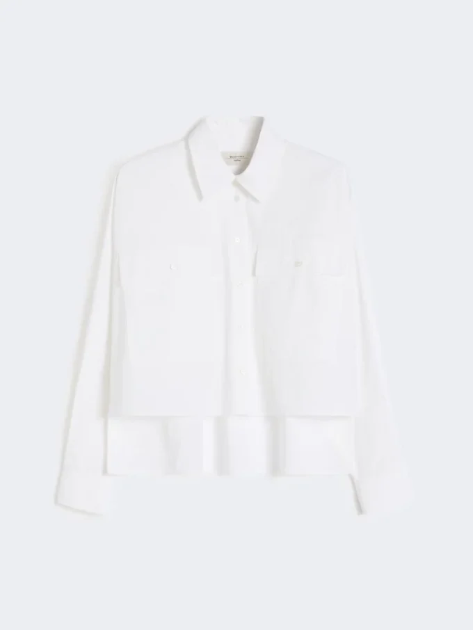 Camisa asimétrica de algodón lavado, blanca