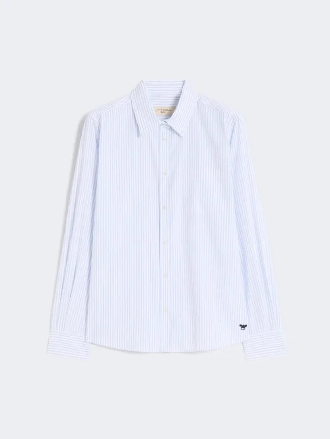 Camisa clásica de algodón, azul claro