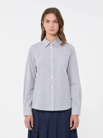 Camisa clásica de algodón, azul marino
