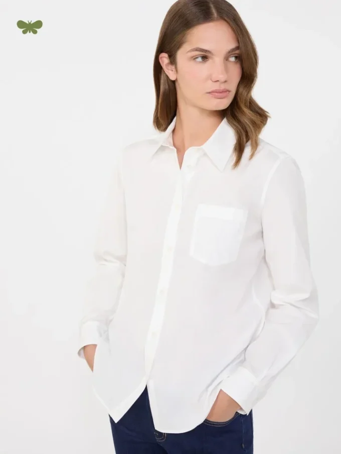 Camisa clásica de algodón, blanco óptico Camisa clásica de algodón, blanco óptico