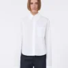 Camisa corta de algodón con pliegues en la espalda, blanco óptico Camisa corta de algodón con pliegues en la espalda, blanco óptico