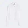 Camisa corta de algodón con pliegues en la espalda, blanco óptico Camisa corta de algodón con pliegues en la espalda, blanco óptico