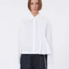Camisa corta de popelín con pliegues asimétricos, blanco óptico Camisa corta de popelín con pliegues asimétricos, blanco óptico