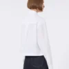 Camisa corta de popelín con pliegues asimétricos, blanco óptico Camisa corta de popelín con pliegues asimétricos, blanco óptico