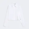 Camisa corta de popelín con pliegues asimétricos, blanco óptico Camisa corta de popelín con pliegues asimétricos, blanco óptico