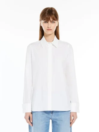 Camisa de algodón con logotipo, blanco óptico