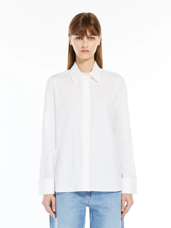 Camisa de algodón con logotipo, blanco óptico