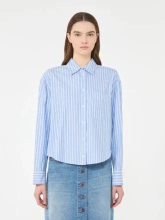 Camisa de algodón Oxford a rayas, azul claro