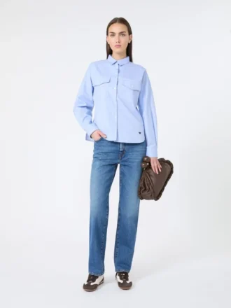 Camisa de algodón Oxford, azul claro