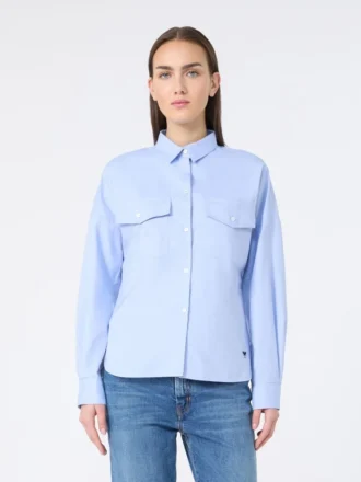 Camisa de algodón Oxford, azul claro