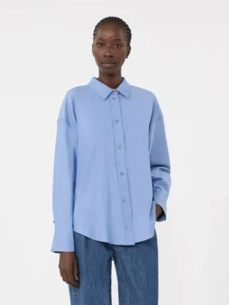 Camisa de algodón Oxford, azul claro
