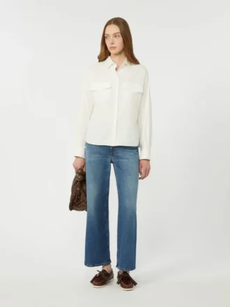 Camisa de algodón Oxford, blanca