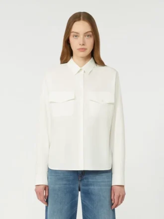 Camisa de algodón Oxford, blanca