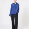 Camisa de crepé de China de seda, azul aciano