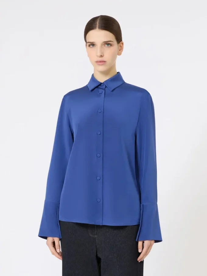 Camisa de crepé de China de seda, azul aciano