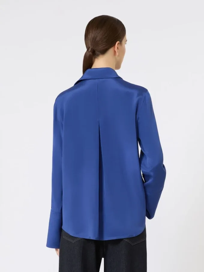 Camisa de crepé de China de seda, azul aciano