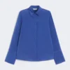 Camisa de crepé de China de seda, azul aciano
