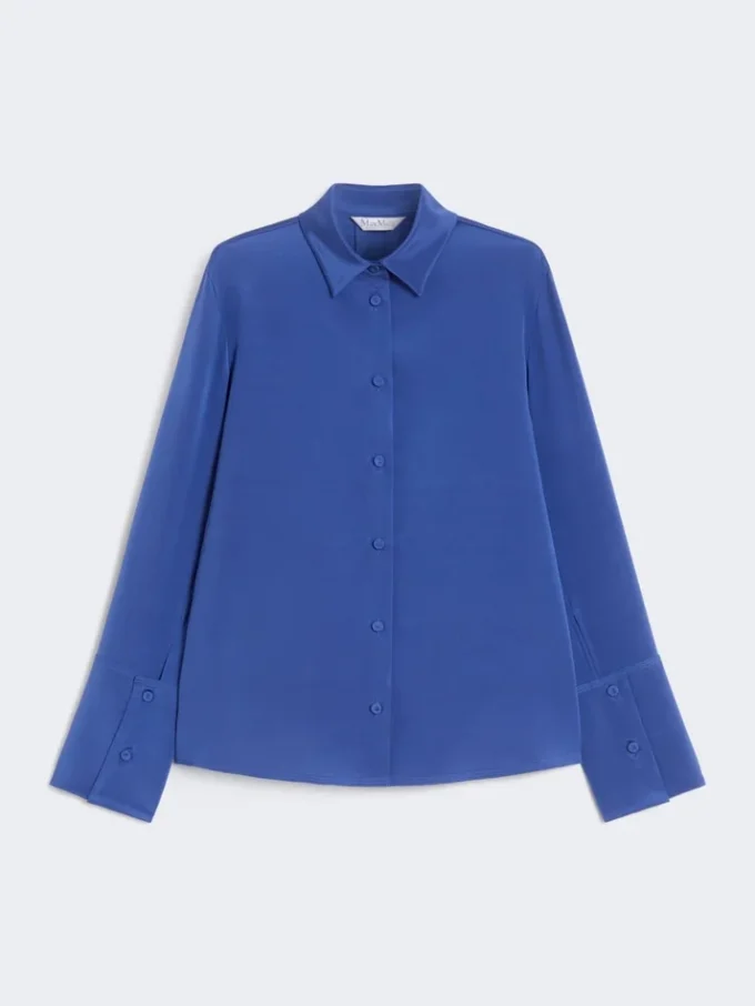 Camisa de crepé de China de seda, azul aciano