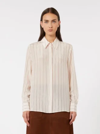 Camisa de crepé de China estampada, rosa