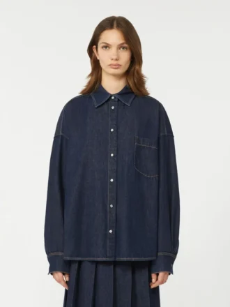 Camisa de denim de algodón, azul marino