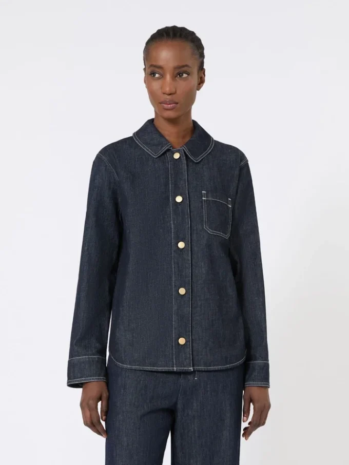 Camisa de denim de algodón, azul ultramar Camisa de denim de algodón, azul ultramar
