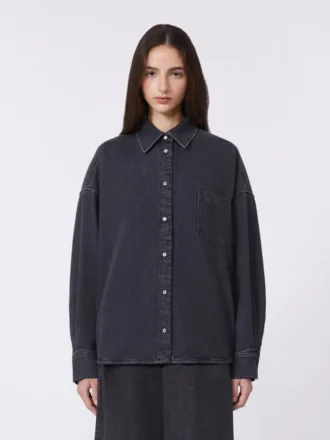 Camisa de denim de algodón, negra