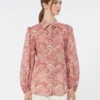 Camisa de gasa de algodón estampada, color cereza Camisa de gasa de algodón estampada, color cereza