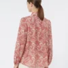 Camisa de gasa de algodón estampada, color cereza Camisa de gasa de algodón estampada, color cereza