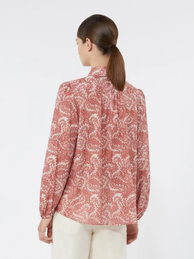 Camisa de gasa de algodón estampada, color cereza Camisa de gasa de algodón estampada, color cereza