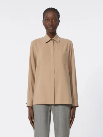 Camisa de lona de seda, marrón avellana