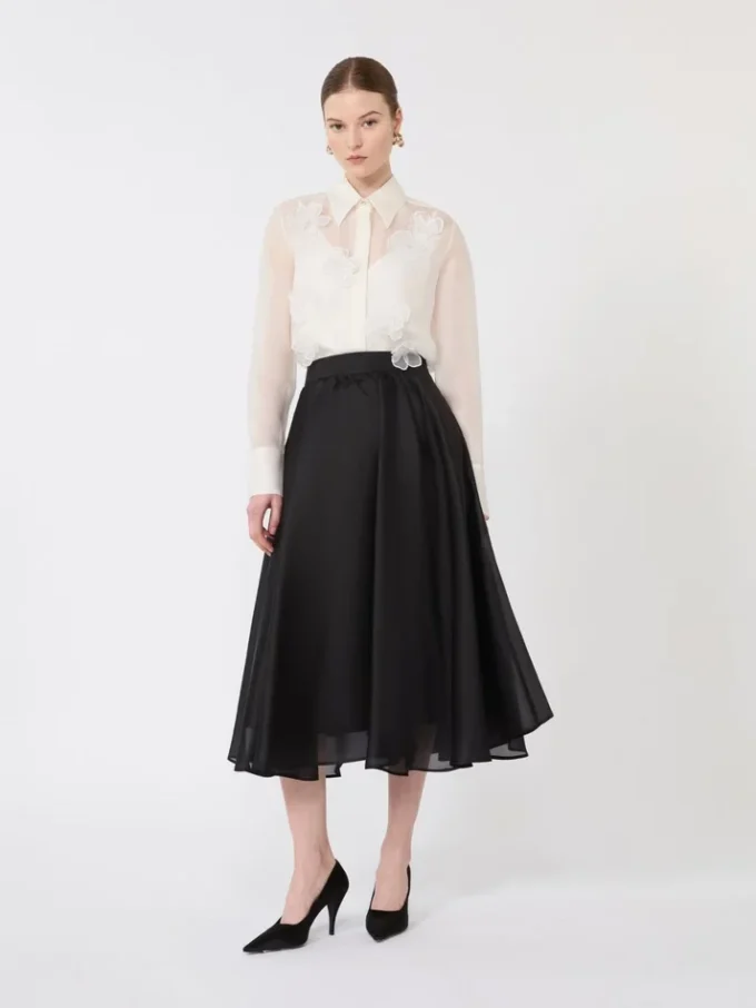 Falda circular de seda, negra Falda circular de seda, negra