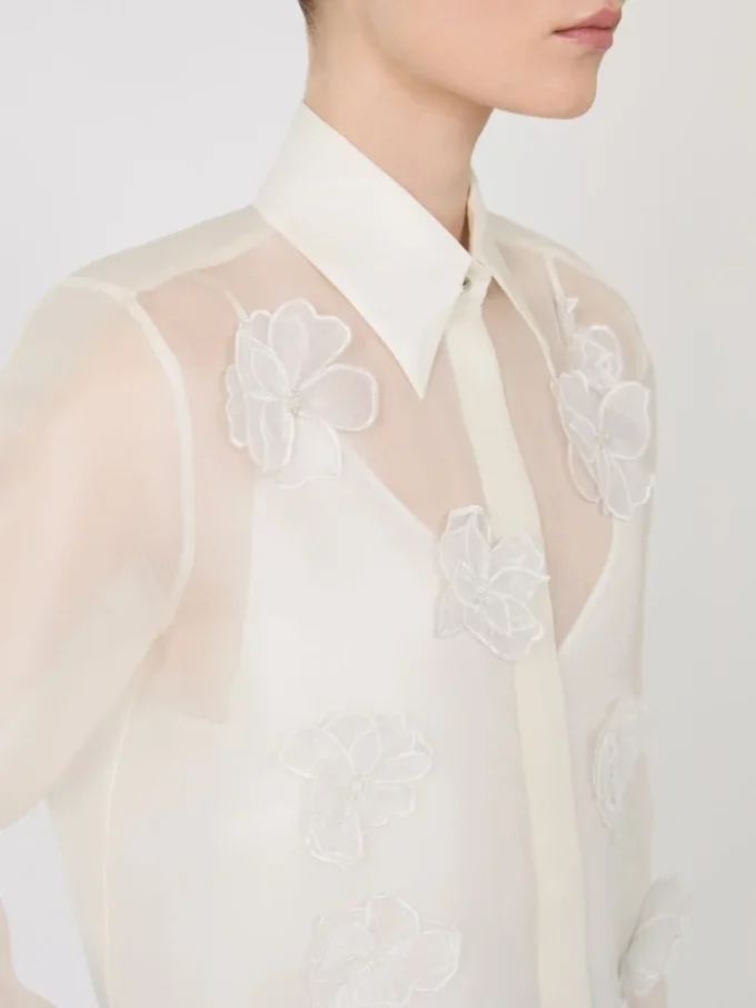 Camisa de organza de seda, blanca Camisa de organza de seda, blanca