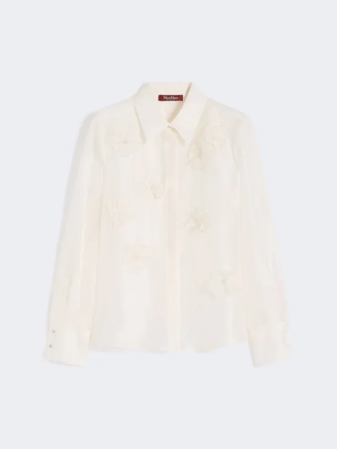 Camisa de organza de seda, blanca Camisa de organza de seda, blanca