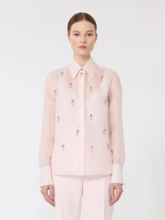 Camisa de organza de seda, rosa
