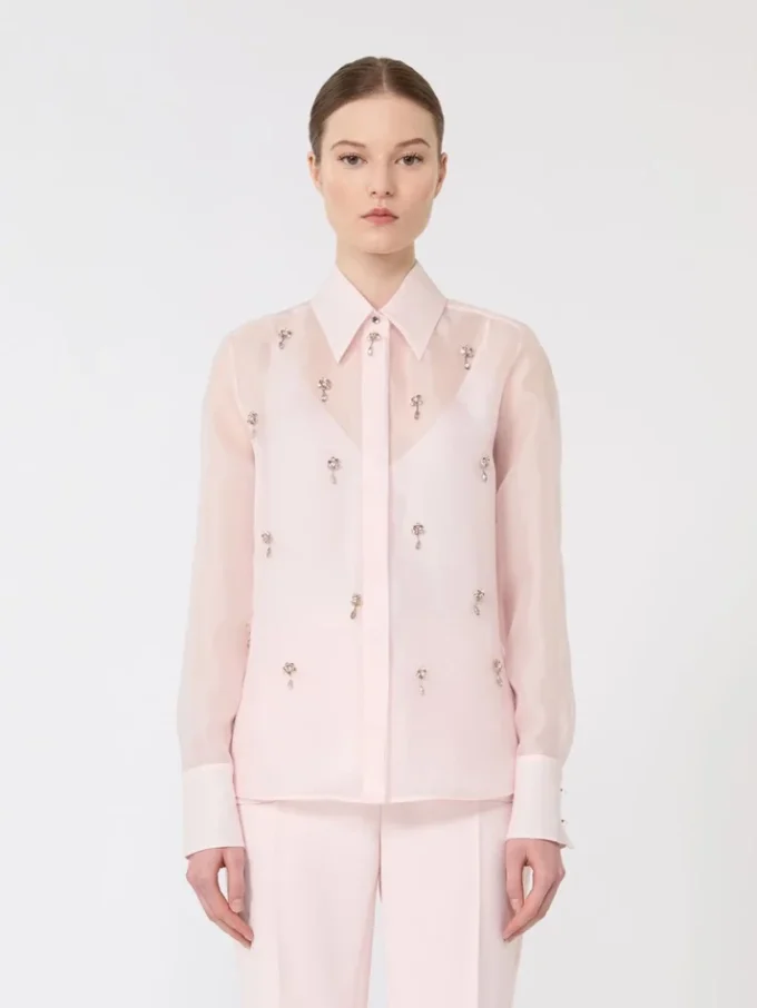 Camisa de organza de seda, rosa Camisa de organza de seda, rosa