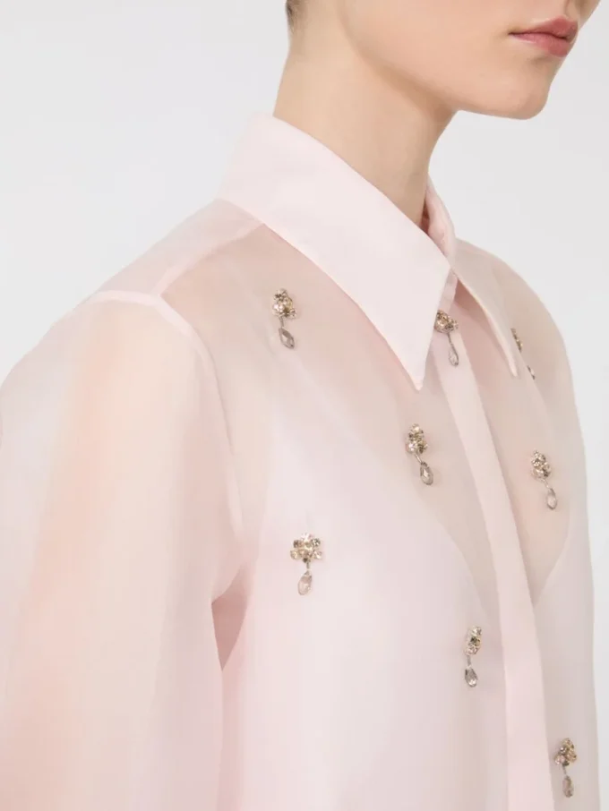 Camisa de organza de seda, rosa Camisa de organza de seda, rosa