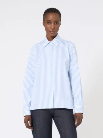 Camisa de popelín a rayas, azul claro