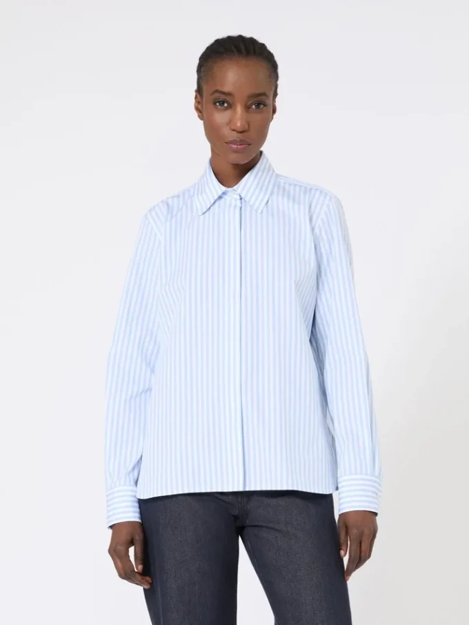 Camisa de popelín a rayas, azul claro Camisa de popelín a rayas, azul claro