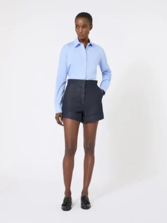 Camisa de popelín de algodón, azul claro