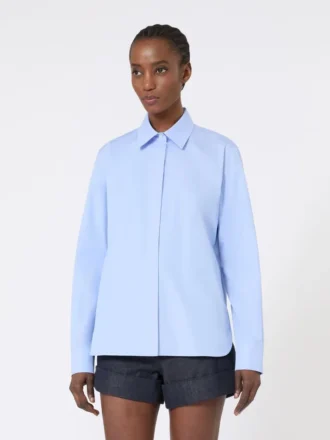 Camisa de popelín de algodón, azul claro
