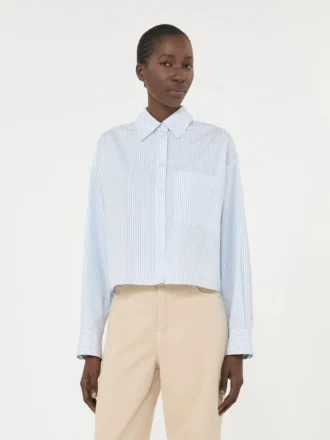 Camisa de popelín de algodón, azul claro