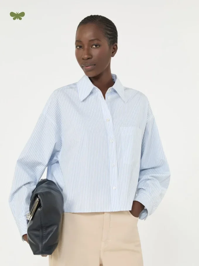 Camisa de popelín de algodón, azul claro Camisa de popelín de algodón, azul claro