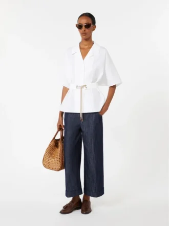 Camisa de popelín de algodón, blanca