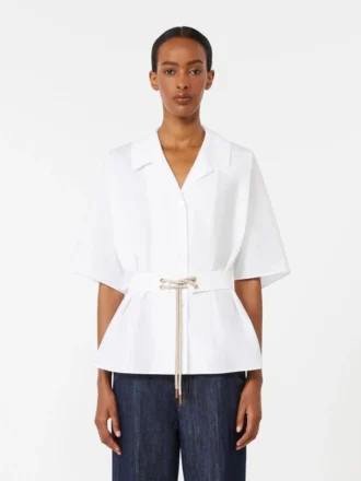 Camisa de popelín de algodón, blanca