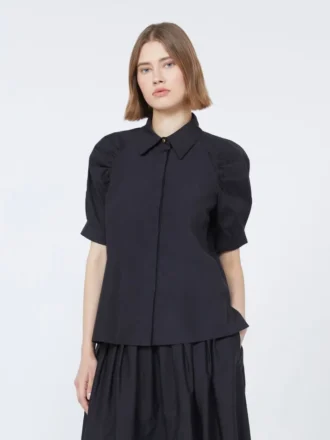 Camisa de popelín de algodón, negra